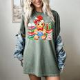 Christmas Gingerbread Man Reading Book Snowflake Teacher Women's Comfort Colors T-Shirt Berry
