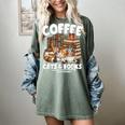 Coffee Cats And Books Cats And Reading Lovers Women's Comfort Colors T-Shirt Berry