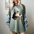 Cute Penguin Reading Book Faux-Crochet Print Women's Comfort Colors T-Shirt Berry