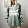 Easily Distracted By Cats And Books Cat & Book Lover Women's Comfort Colors T-Shirt Berry