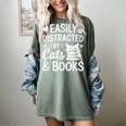 Easily Distracted By Cats And Books Reading Apparel Women's Comfort Colors T-Shirt Berry
