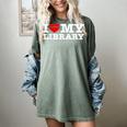 Fun I Love My Library Book Reader Bookworm Librarian Costume Women's Comfort Colors T-Shirt Berry