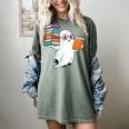Ghost Reading Books Halloween Library Women's Comfort Colors T-Shirt Berry