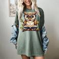 Owl Reading A Book Perched On A Branch Bookworm Women's Comfort Colors T-Shirt Berry