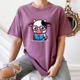 Adorable Book Lover Cow With Reading Glasses Cute Women's Comfort Colors T-Shirt Blue Jean