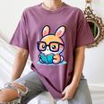 Adorable Book Lover Rabbit With Reading Glasses Cute Premium Women's Comfort Colors T-Shirt Blue Jean
