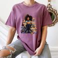 Back To School Afro Melanin Girl Reading Book Bookworm Women's Comfort Colors T-Shirt Blue Jean