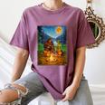 Bigfoot And Alien Reading Books Campfire Halloween Women's Comfort Colors T-Shirt Blue Jean Bigfoot And Alien Reading Books Campfire Halloween Women's Comfort Colors T-Shirt Blue Jean