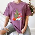 Book Christmas Tree Bookworm Gingerbread Man Snowman Reading Women's Comfort Colors T-Shirt Blue Jean