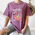 Book Girl Summer Skeleton Reading Books Lovers Beach Women's Comfort Colors T-Shirt Blue Jean