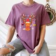 Christmas Librarian Reindeer Xmas Book Teachers Love Reading Women's Comfort Colors T-Shirt Blue Jean
