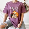 Coffee Cats & Books Lover For Women & Girls Coffee Women's Comfort Colors T-Shirt Blue Jean
