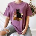 Cute Cat Book Flowers Women's Comfort Colors T-Shirt Blue Jean Cute Cat Book Flowers Women's Comfort Colors T-Shirt Blue Jean