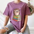 Cute Hedgehog Reading Books Animal Lover Reader Bookworm Women's Comfort Colors T-Shirt Blue Jean