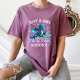 Dragon Reading Just A Girl Who Loves Dragons And Books Women's Comfort Colors T-Shirt Blue Jean Dragon Reading Just A Girl Who Loves Dragons And Books Women's Comfort Colors T-Shirt Blue Jean