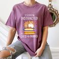 Easily Distracted By Cats And Books Reading Lover Bookish Women's Comfort Colors T-Shirt Blue Jean