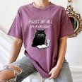 First Of All I’m A Delight Cute Cat Books Coffee Humor Women's Comfort Colors T-Shirt Blue Jean