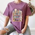 Ghost Book Reading Books Lover Teacher Happy Halloween Women's Comfort Colors T-Shirt Blue Jean