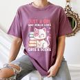 Girl Who Loves Cats And Books Cute Women's Comfort Colors T-Shirt Blue Jean Girl Who Loves Cats And Books Cute Women's Comfort Colors T-Shirt Blue Jean
