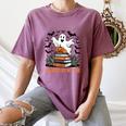 Haunted By My TBR Boo Halloween Book Lover Librarian Women's Comfort Colors T-Shirt Blue Jean