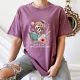 Just A Girl Who Loves Books Messy Bun Book Skeleton Bookworm Women's Comfort Colors T-Shirt Blue Jean