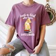Just a Girl Who Loves Cats And Books Reading Cat & Bookworm Women's Comfort Colors T-Shirt Blue Jean