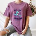 Just A Girl Who Loves Dragons And Books Lover Reading Book Women's Comfort Colors T-Shirt Blue Jean