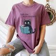 Just One More Chapter Bookworm Cat Book Lover Women's Comfort Colors T-Shirt Blue Jean