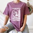 Leaving Reality Entering Fiction Bookish Book Reading Women's Comfort Colors T-Shirt Blue Jean