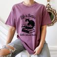Life Is Better With Cats & Books Tuxedo Cat Mom Women Women's Comfort Colors T-Shirt Blue Jean Life Is Better With Cats & Books Tuxedo Cat Mom Women Women's Comfort Colors T-Shirt Blue Jean