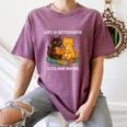 Life Is Better With Cats And Books Cute Cat Lover Women's Comfort Colors T-Shirt Blue Jean