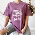 Get Lit Books Women's Comfort Colors T-Shirt Blue Jean
