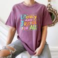 Literacy And Justice For All Protect Banned Books Library Women's Comfort Colors T-Shirt Blue Jean