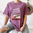 Murder Mystery And a Cup Of Tea Book Humor Women's Comfort Colors T-Shirt Blue Jean
