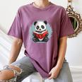 Panda With Book For Reading Enthusiasts Women's Comfort Colors T-Shirt Blue Jean