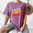 Powered By Comics And Snacks Comic Book Lover Women's Comfort Colors T-Shirt Blue Jean