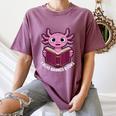 I Read Banned Books Axolotl Reading Women's Comfort Colors T-Shirt Blue Jean