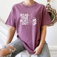 Read Your Heart Out Valentine Reading Books Teachers Kids Women's Comfort Colors T-Shirt Blue Jean