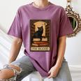 The Reader Cat Book Reading Halloween Tarot Card Women's Comfort Colors T-Shirt Blue Jean