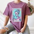 The Reader Retro Reading Skeleton Books Flowers Tarot Card Women's Comfort Colors T-Shirt Blue Jean The Reader Retro Reading Skeleton Books Flowers Tarot Card Women's Comfort Colors T-Shirt Blue Jean