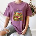 Reading Books Librarian Reader Nerd I'm Ok Teacher School Women's Comfort Colors T-Shirt Blue Jean