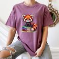 Red Panda Books Lover Reading Bookworm Women's Comfort Colors T-Shirt Blue Jean