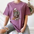 Skeleton Reading Book Halloween Bookworm Bibliophile Reader Women's Comfort Colors T-Shirt Blue Jean