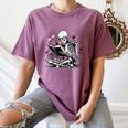 Skeleton Skull Halloween Book Reading Books Lover Teacher Women's Comfort Colors T-Shirt Blue Jean