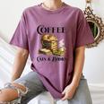 Sleeping Cat And Books With Coffee Lover Women's Comfort Colors T-Shirt Blue Jean