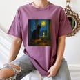 Van Gogh Starry Night Art Cat And Book Lovers Women's Comfort Colors T-Shirt Blue Jean