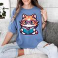 Adorable Book Lover Maine Coon Cat With Reading Glasses Cute Women's Comfort Colors T-Shirt Chalky Mint Adorable Book Lover Maine Coon Cat With Reading Glasses Cute Women's Comfort Colors T-Shirt Chalky Mint