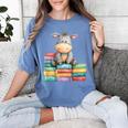 Adorable Donkey With Heart Sitting On Colorful Book Stack Women's Comfort Colors T-Shirt Chalky Mint