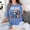 Animals Raccoon Reading Book Librarian Across America Kids Women's Comfort Colors T-Shirt Chalky Mint