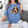 Basset Hound Books Dog Breed Graphic Women's Comfort Colors T-Shirt Chalky Mint